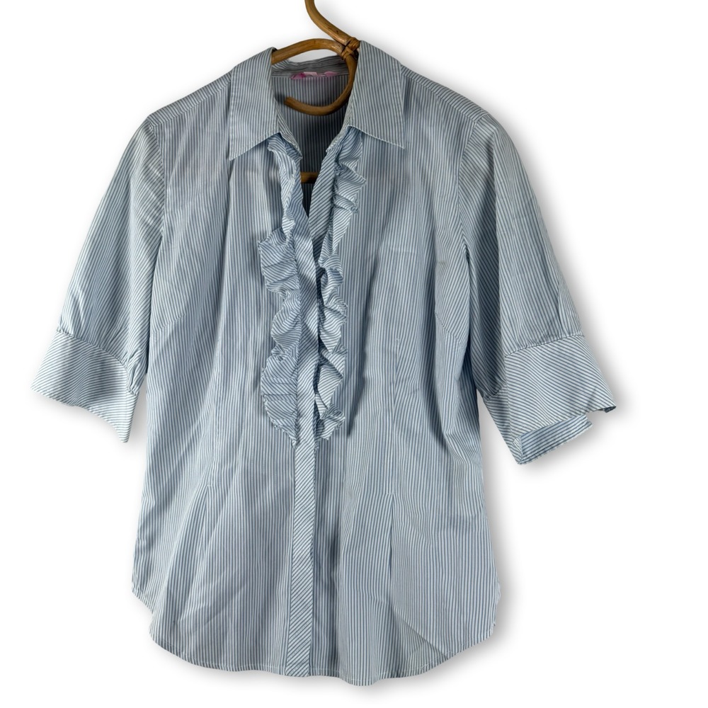 Lilly Pulitzer Womens Ruffel Shirt Top Blouse Sz 10